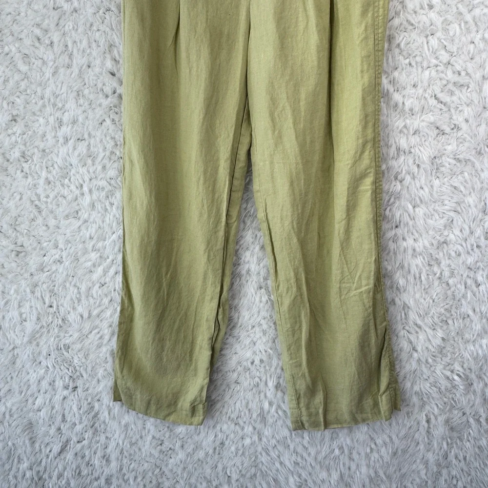 Everlane Linen Pleated Pants Womens‎ 00 Green High Waisted Minimalist Trousers